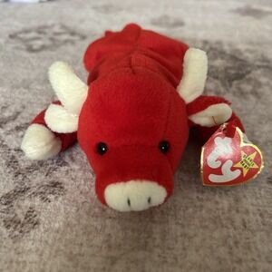 Ty Beanie Baby SNORT the RED BULL 1995 *RARE ORIGINAL SEE TAG PHOTOS  MINT NWT‎
